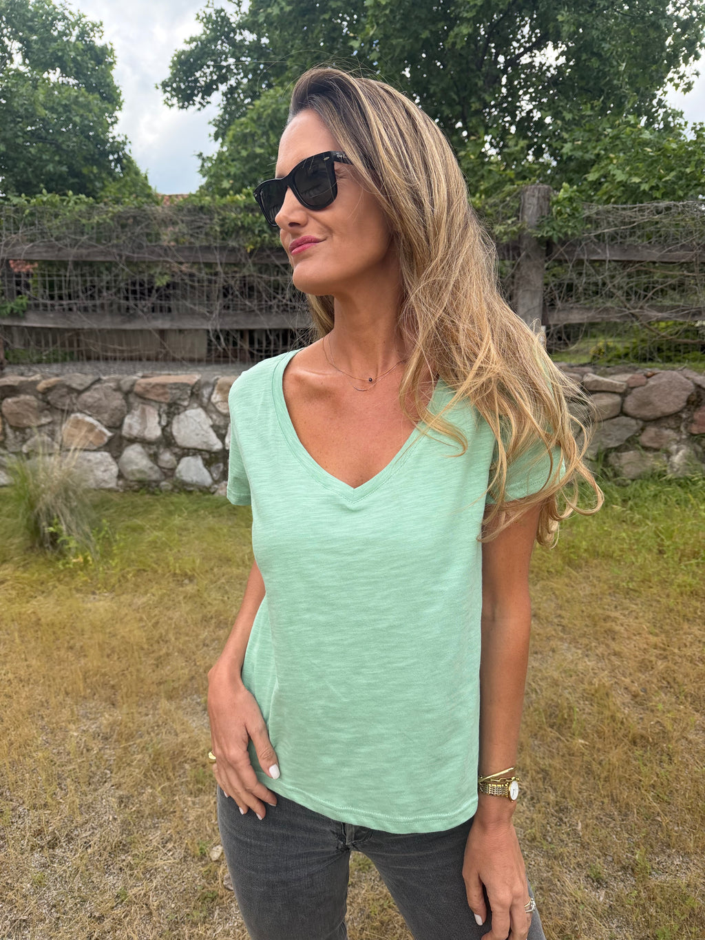 Polera hiper básica algodón menta