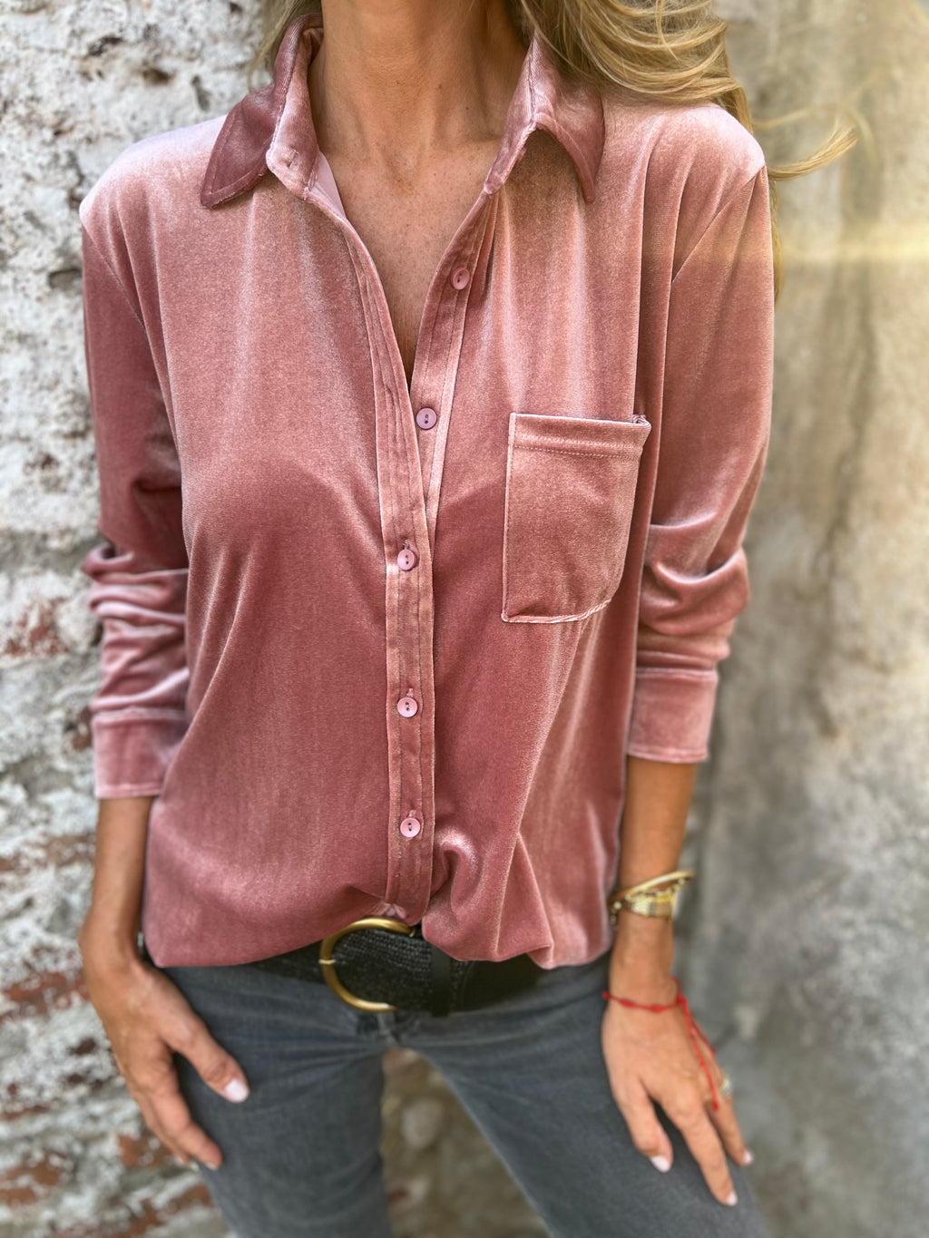 Blusa terciopelo rosada