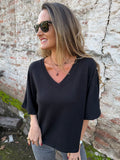 Polera tejida mangas amplias negra
