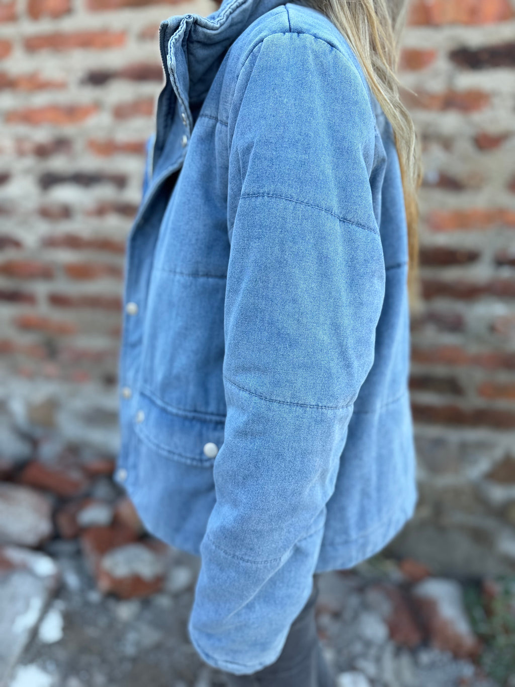 Puffa botones bluejean celeste