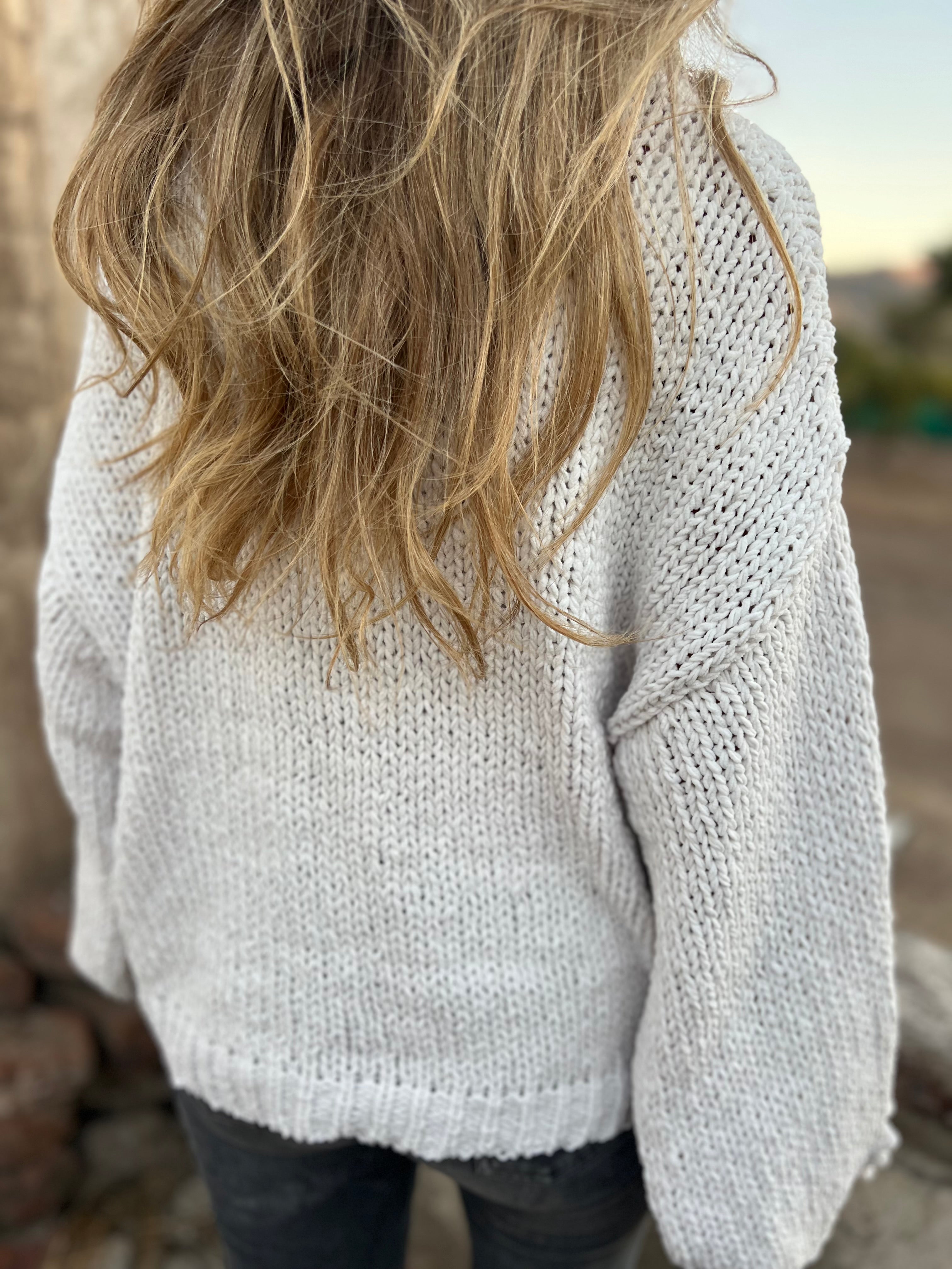 Chaleco lana chenille detalle mangas blanco