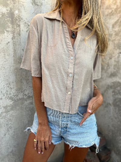Blusa rayon rústica beige