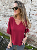 Polera tejida mangas amplias rojo italiano
