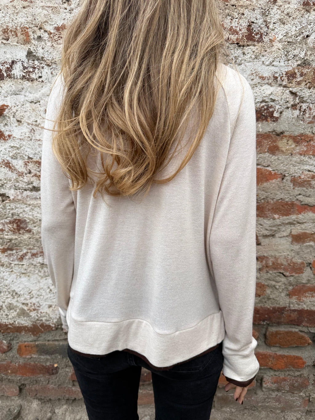 Polera lanilla doblez crudo