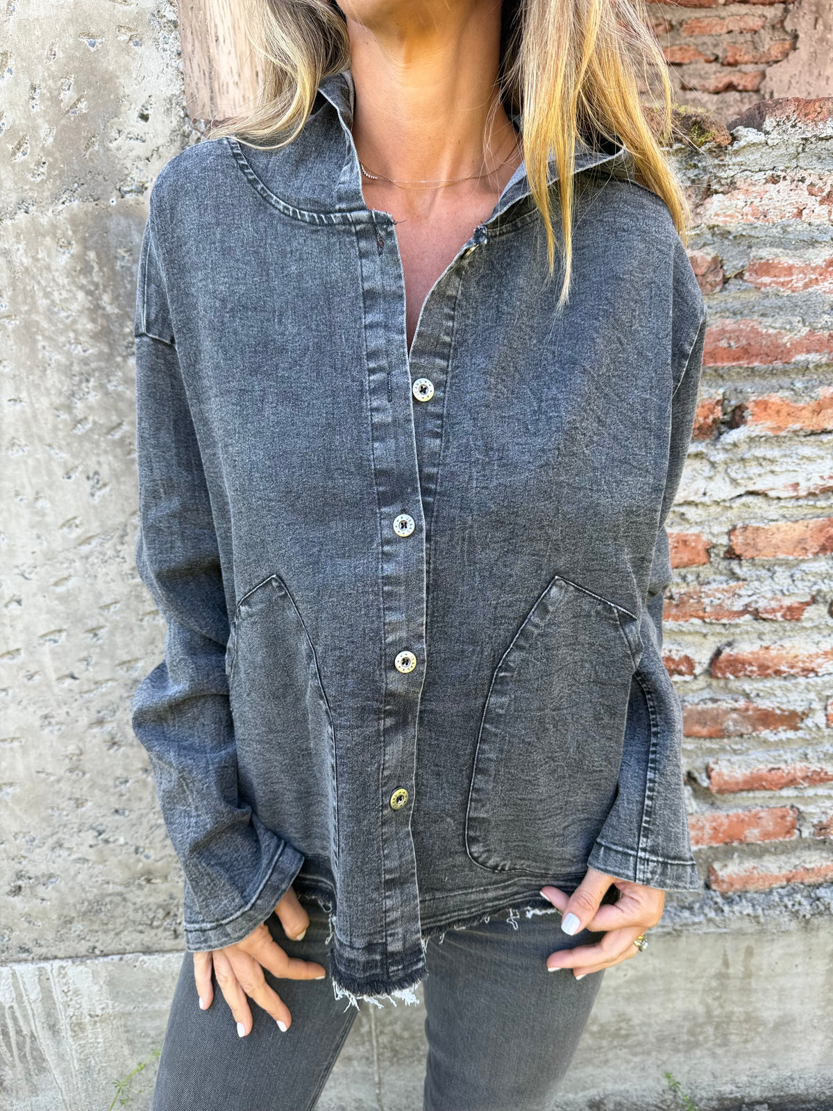 Chaqueta bluejean delgado negra