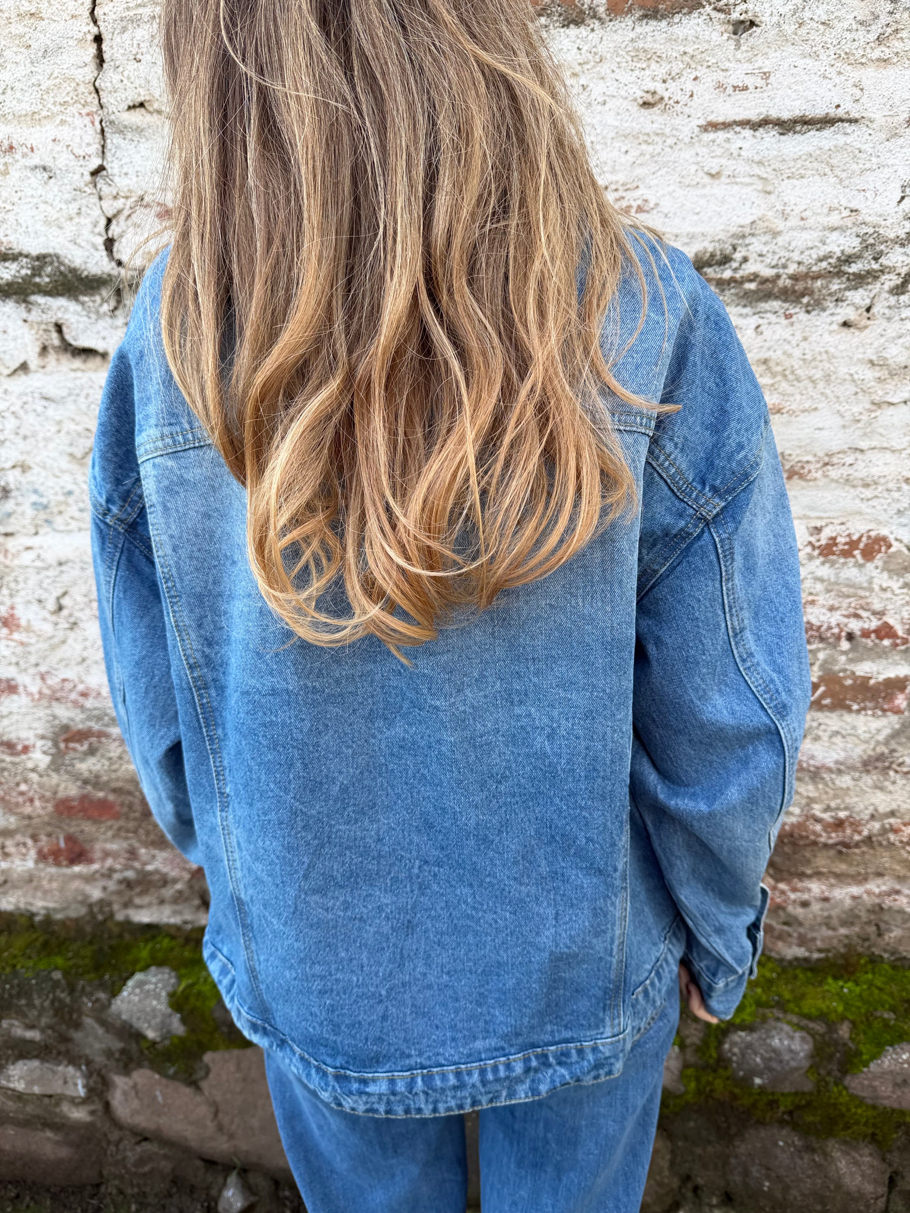 Chaqueta bluejean funnel celeste oscuro