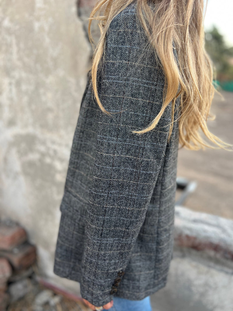 Blazer lana espiga gris