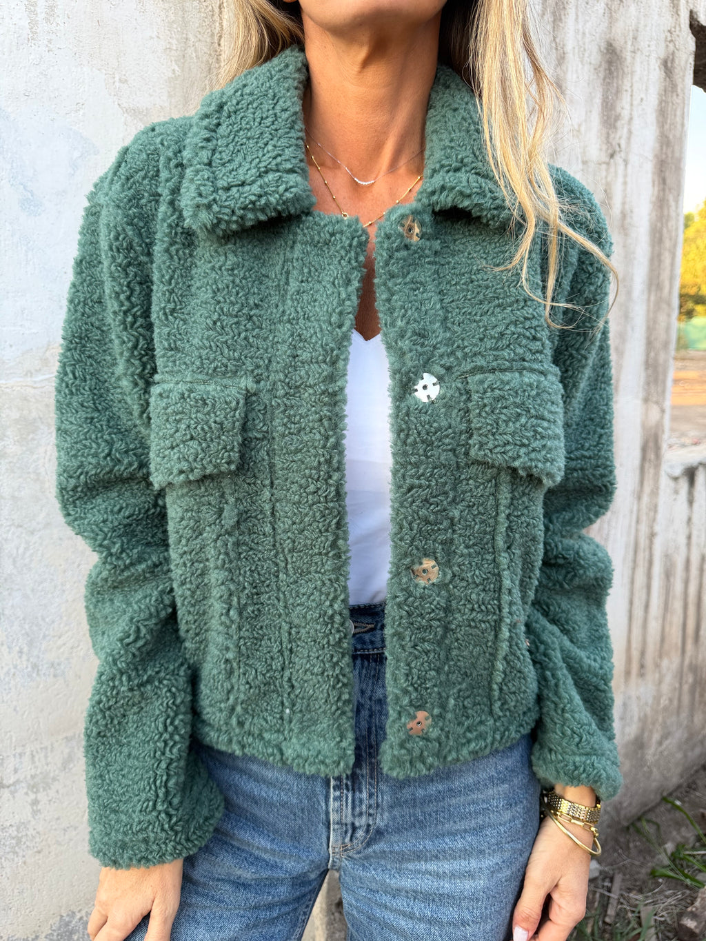 Chaqueta reversible chiporro suede verde