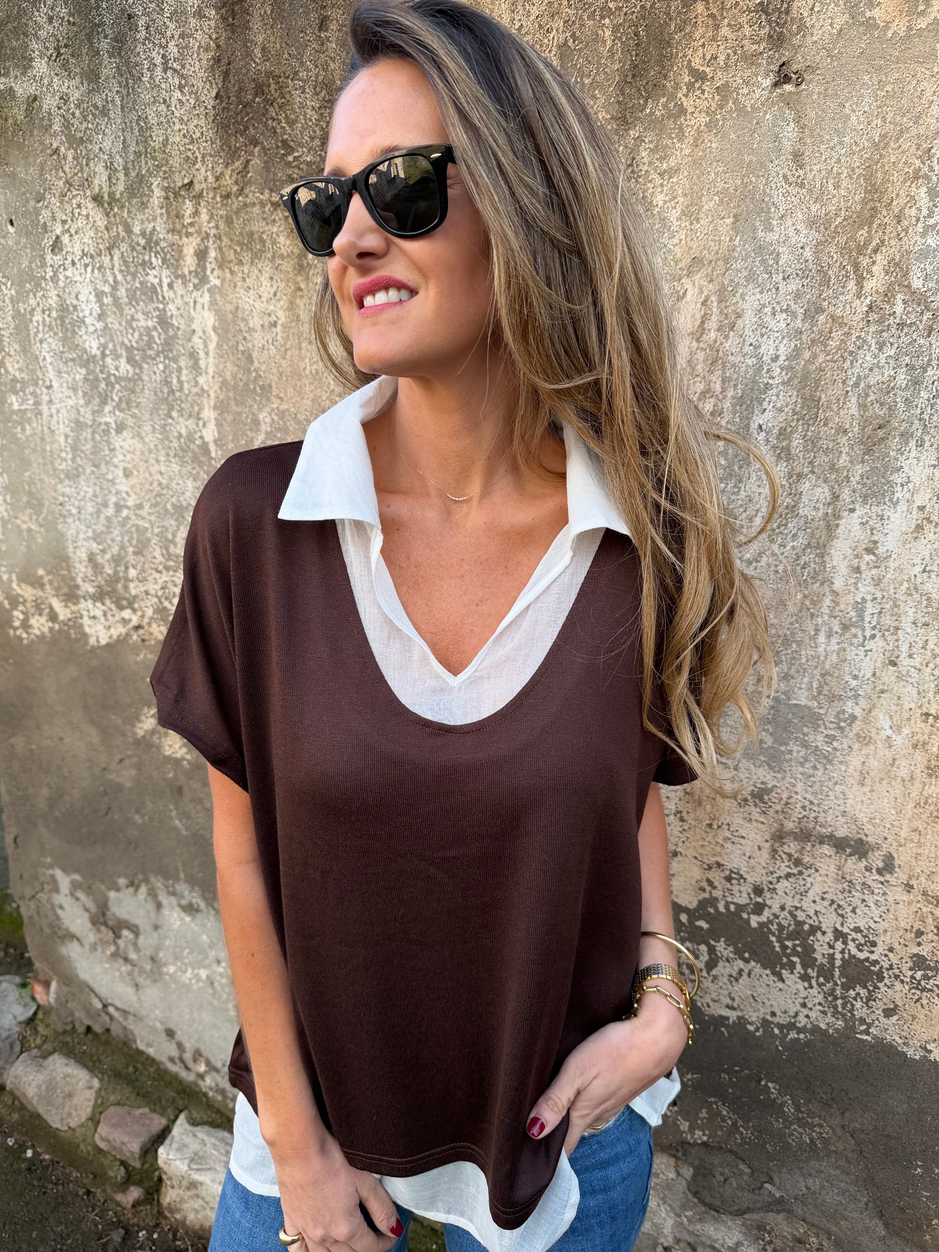 Blusa/ polera café