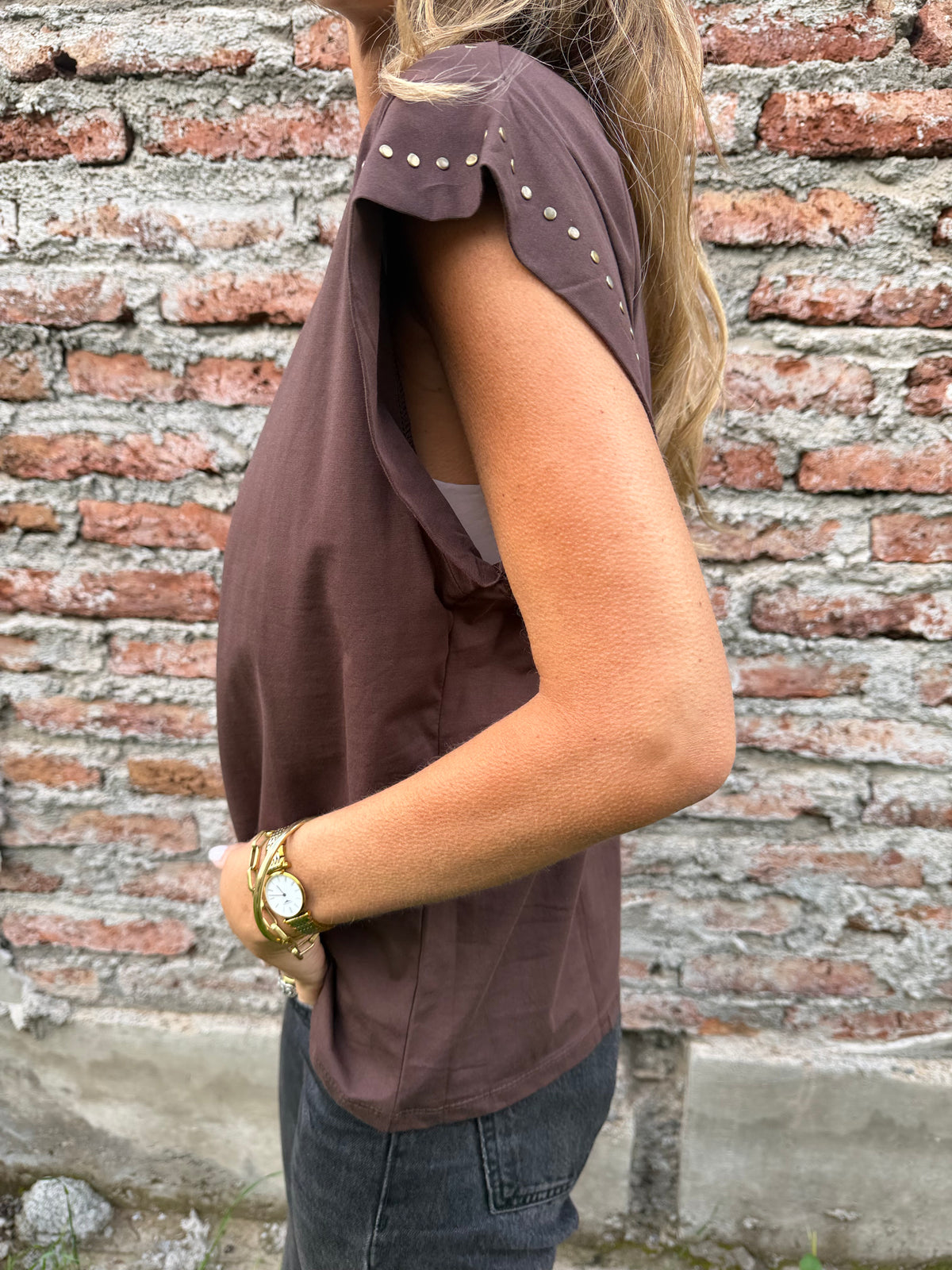 Polera tachitas café