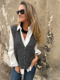 Chaleco sin mangas mini lentejuelas gris