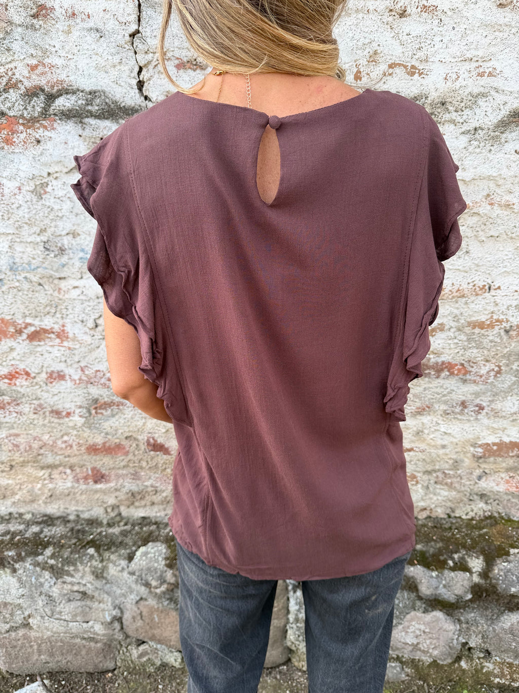 Blusa larga vuelitos laterales café