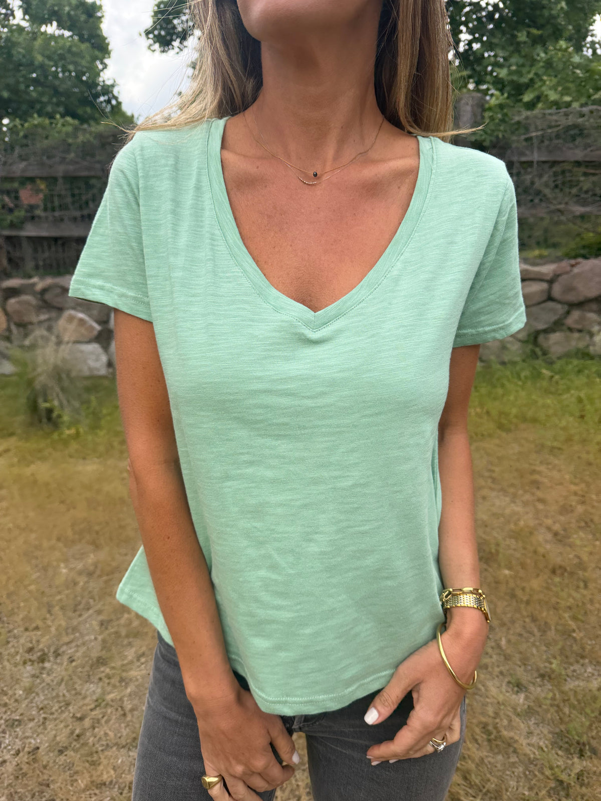Polera hiper básica algodón menta