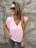 Polera hombreras plisadas rosada