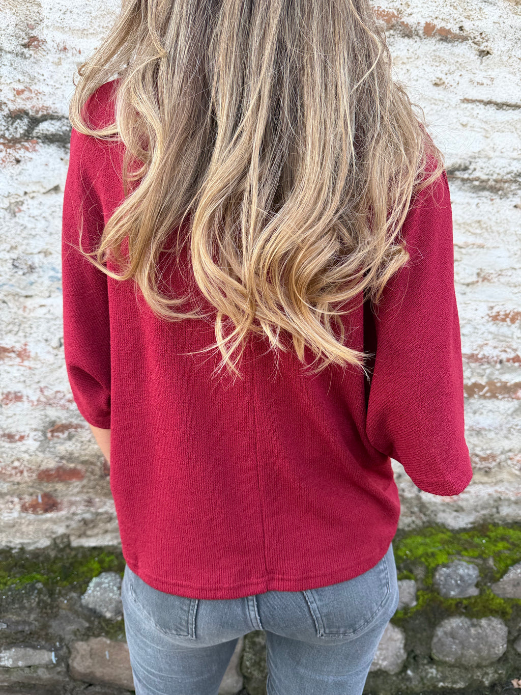 Polera tejida mangas amplias rojo italiano
