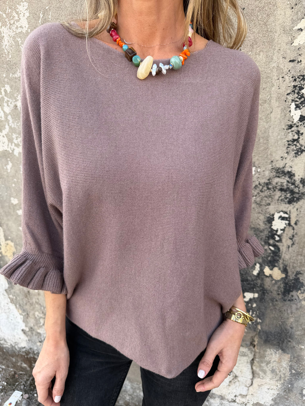Chaleco polera vuelitos taupe