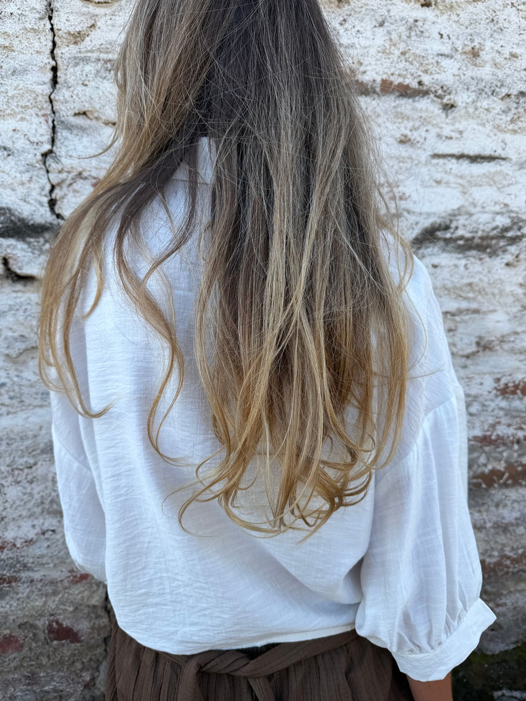 Blusa linoto manga globo amarra blanca