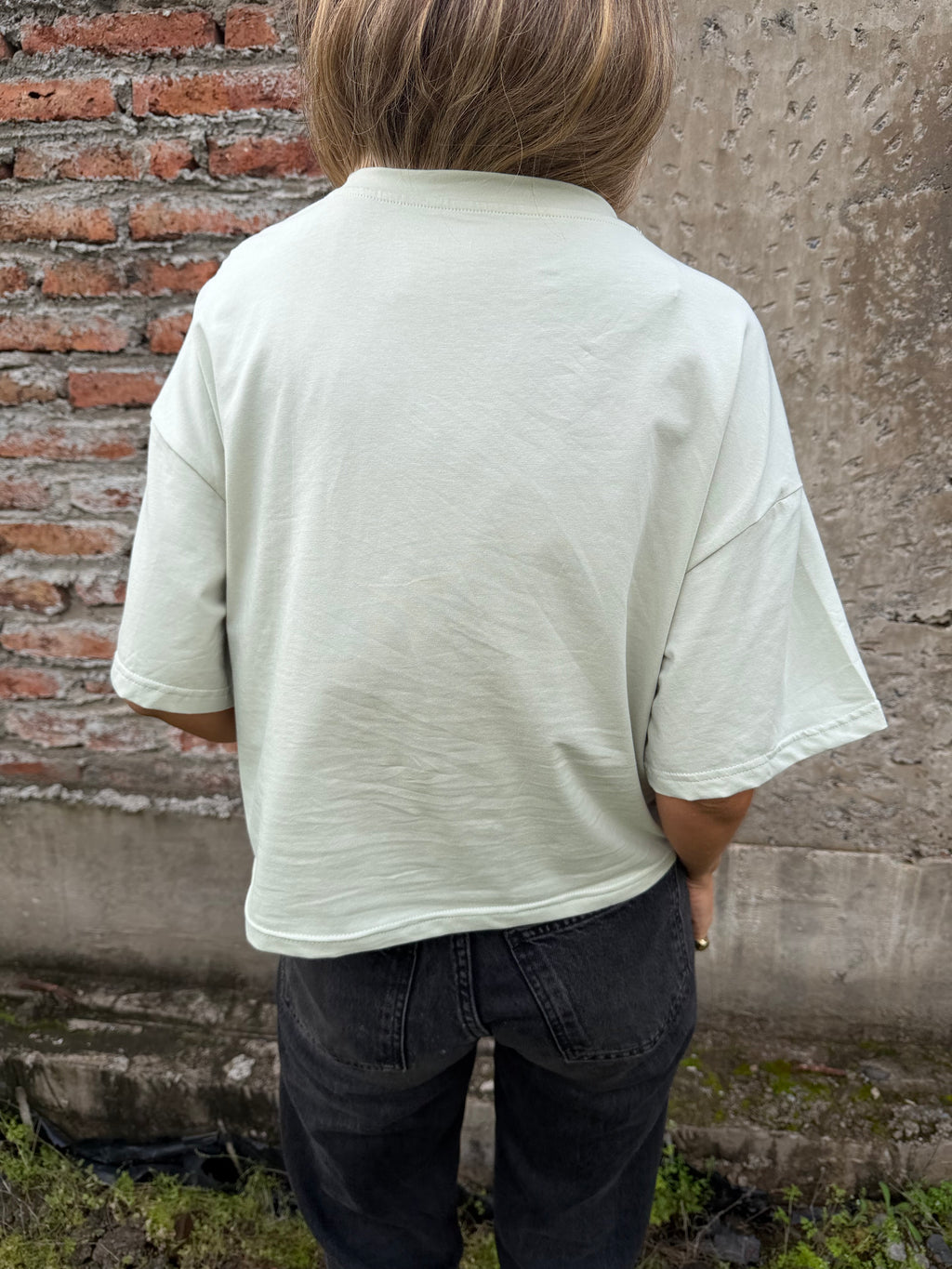 Polera las flores verde claro