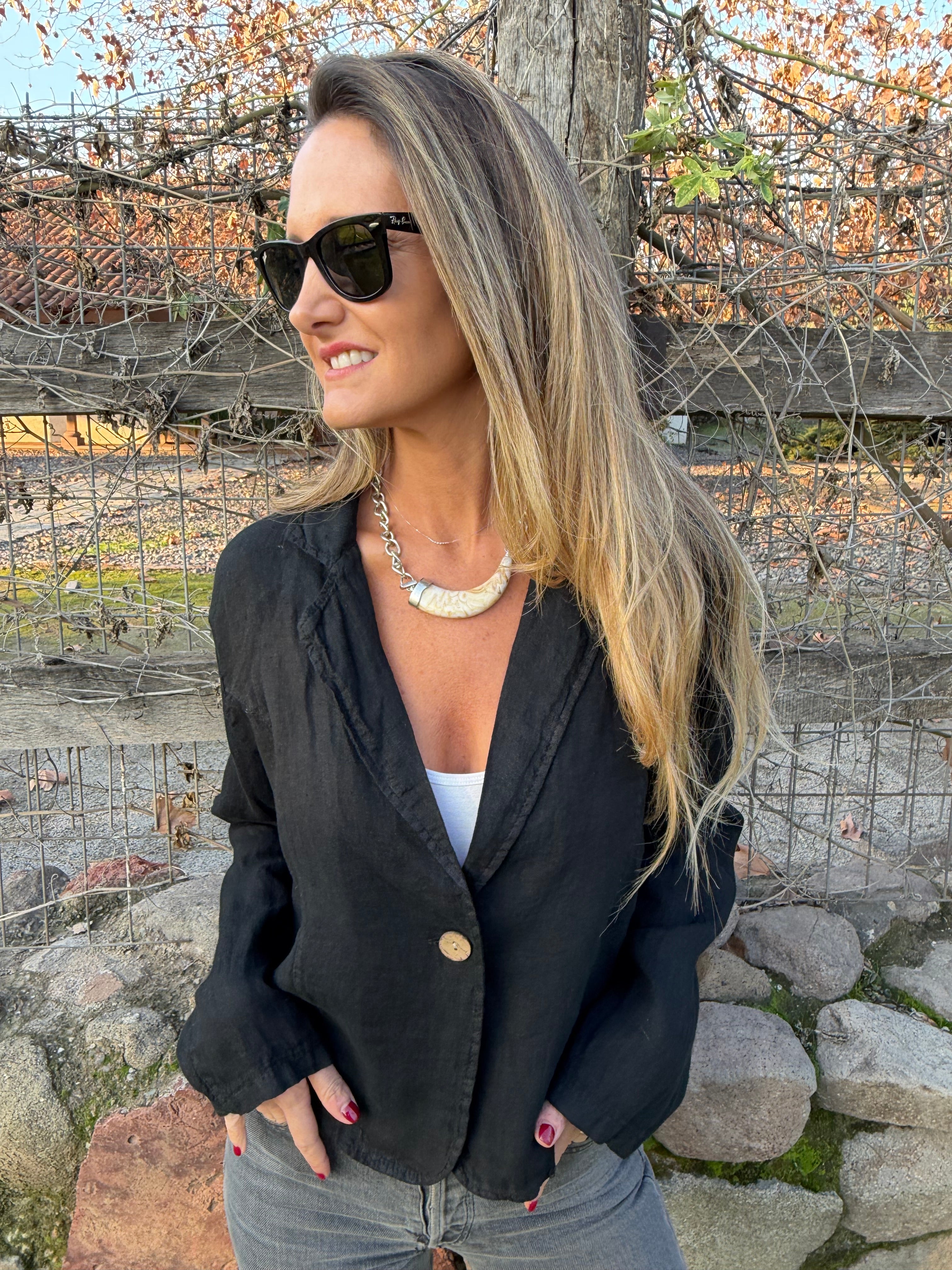 Blazer 100% lino negro