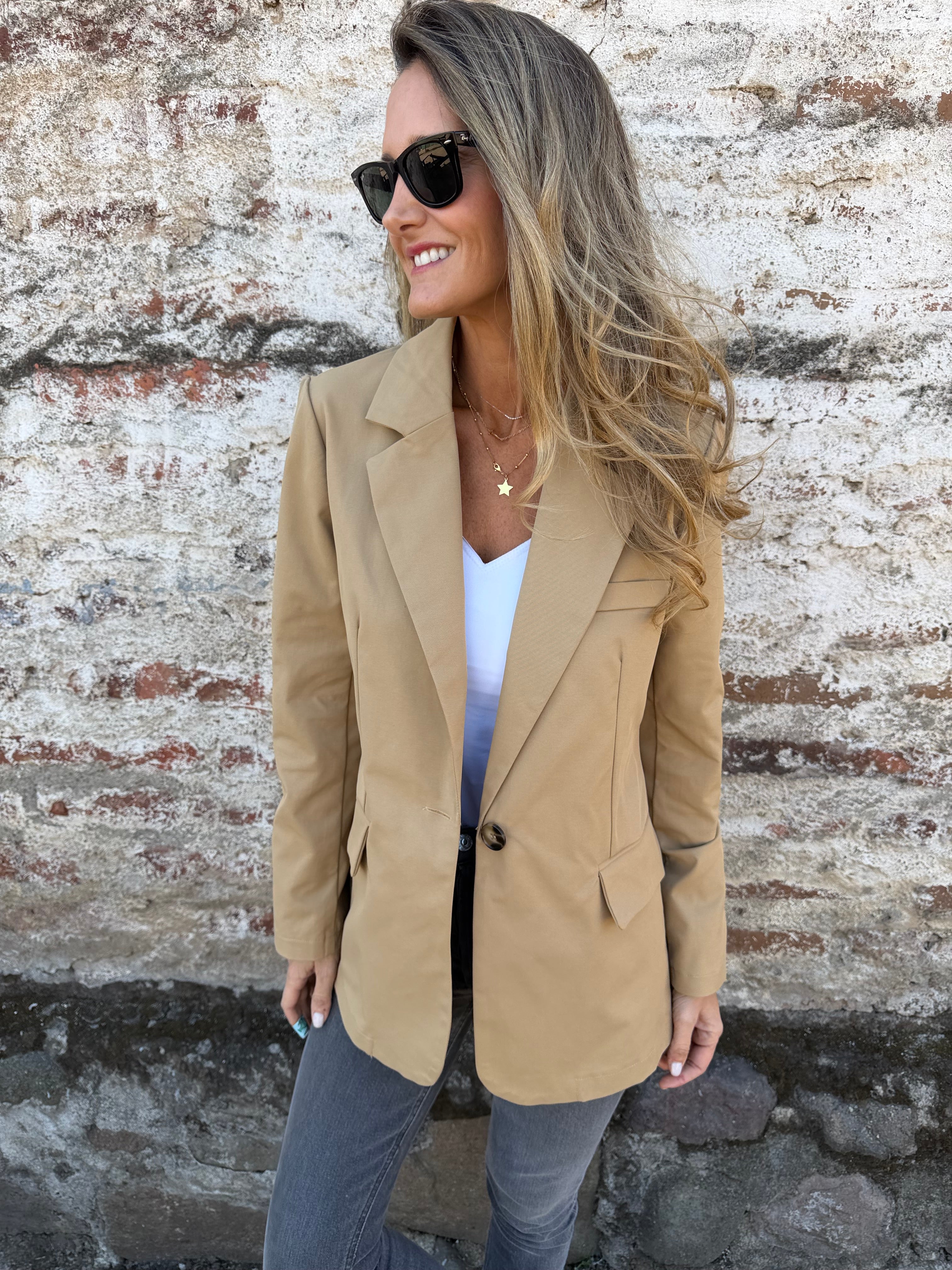 Blazer gabardina premium camel