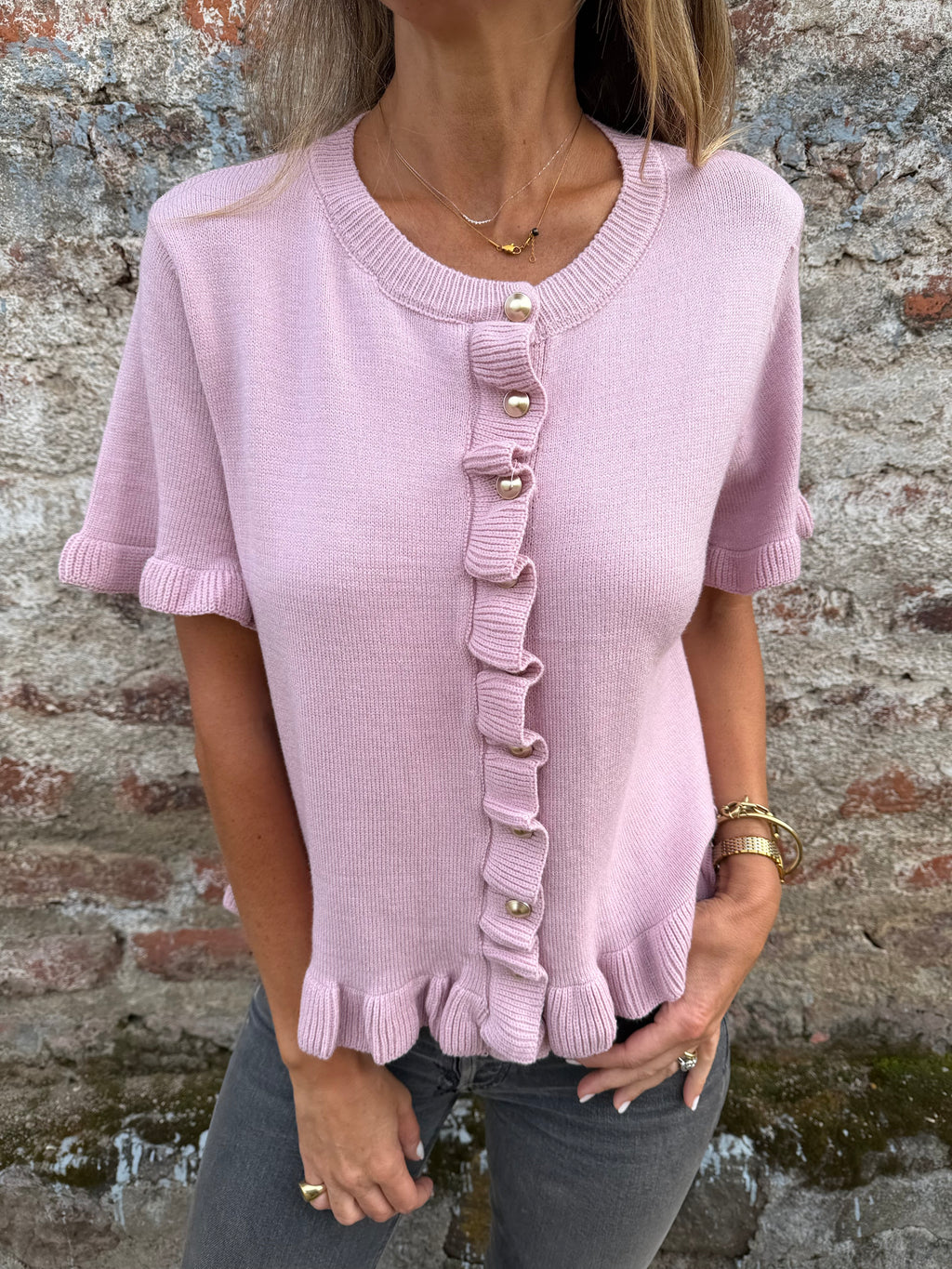 Polera/ Chaleco vuelitos rosada