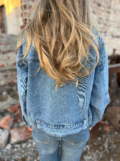 Chaqueta retro bluejean celeste clara