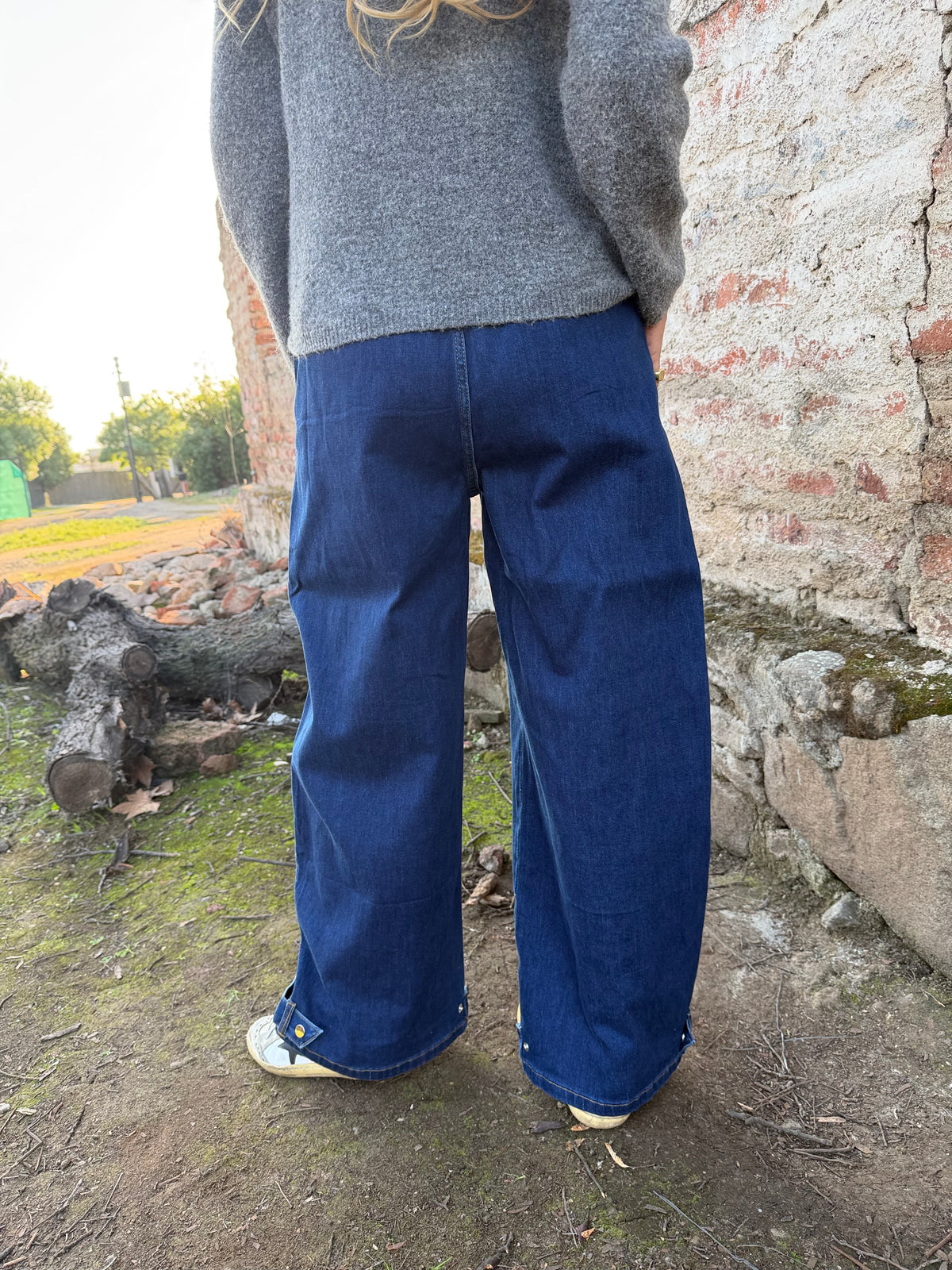 Bluejean pierna ancha new pinzas azul marino