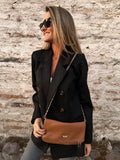 Cartera tipo zadig de hombro y mano cadena cuero graneado camel