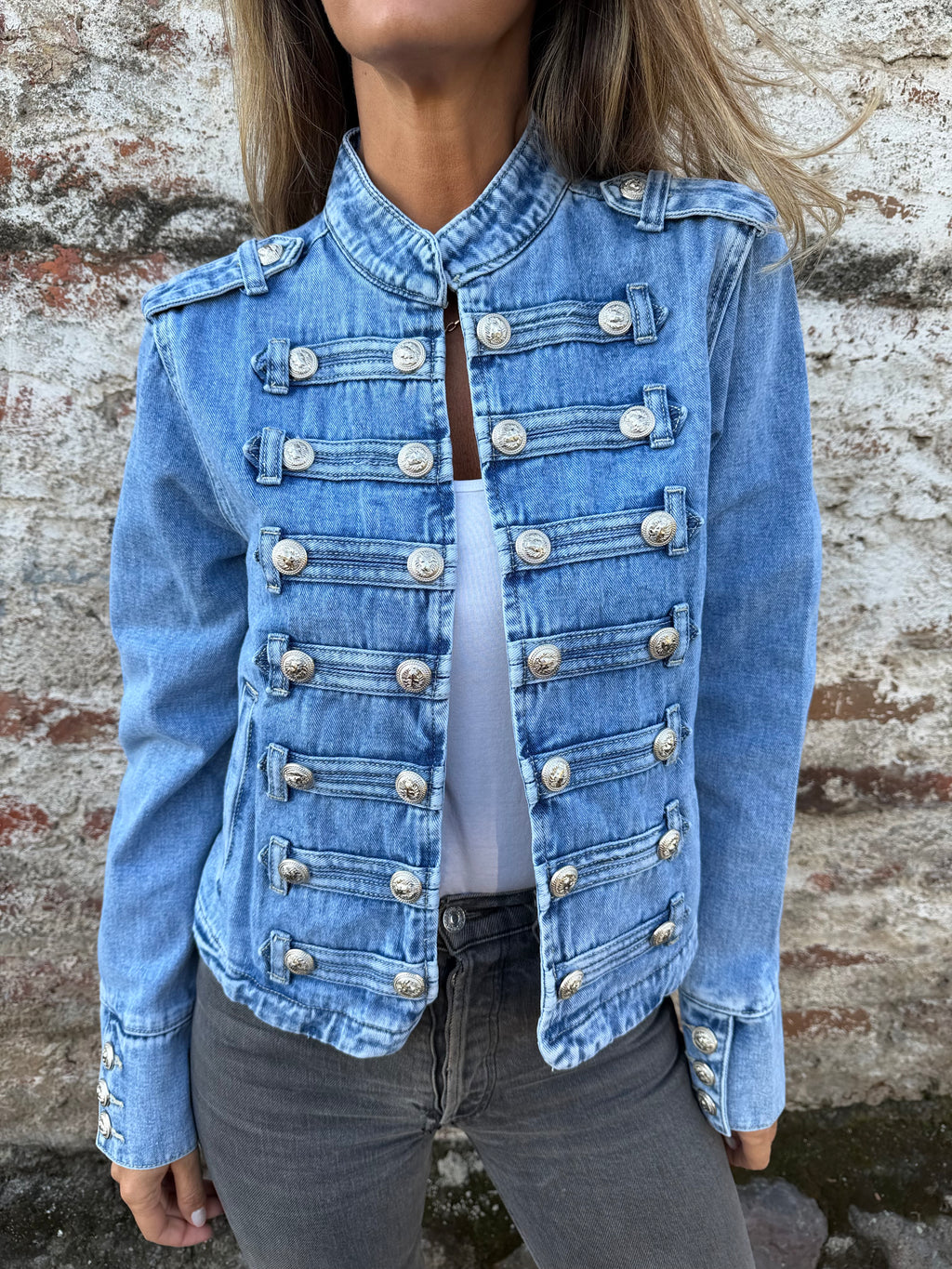 Chaqueta Napoleón zara azul medio