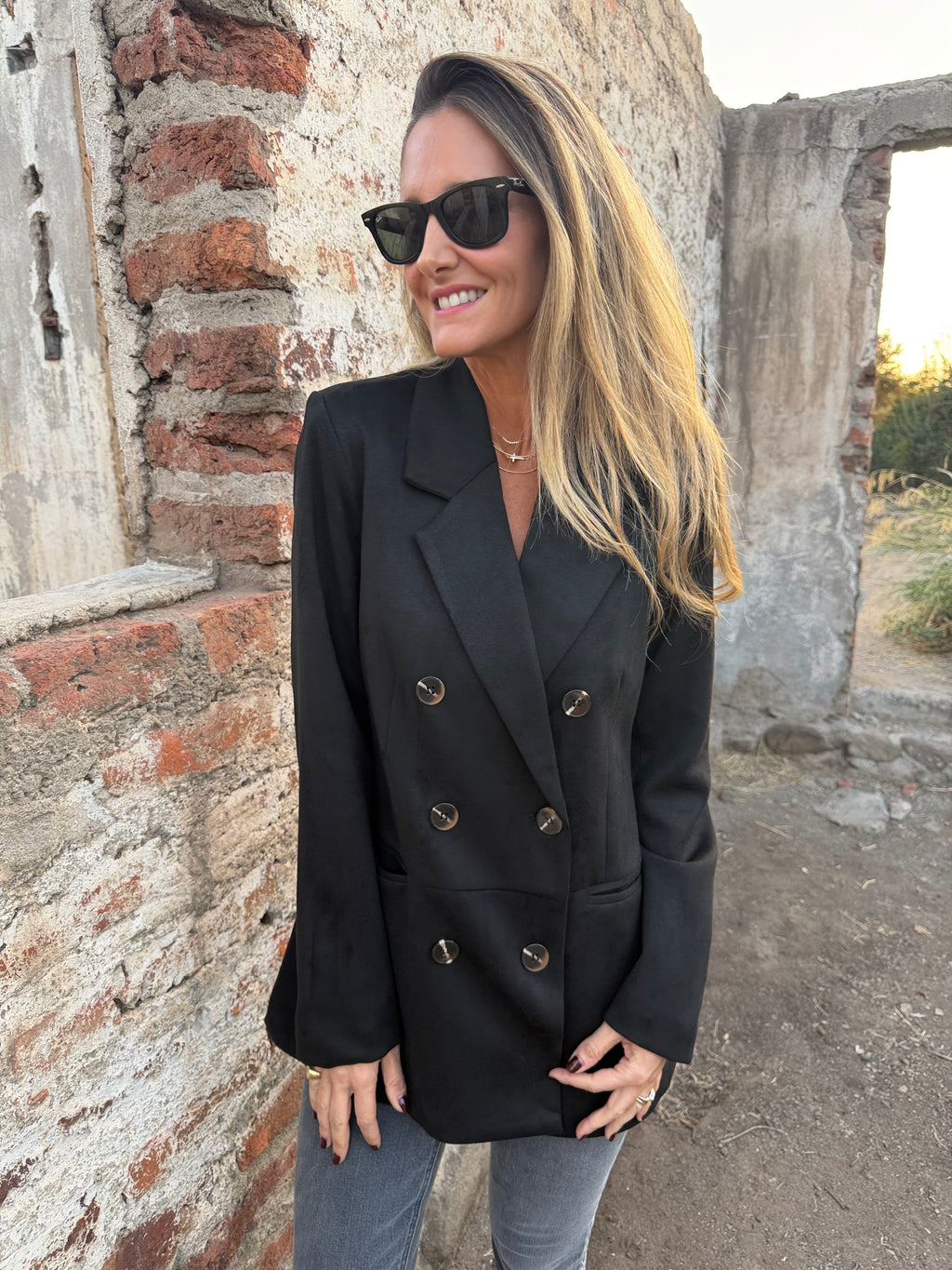 Blazer efecto gamuza increíble negra