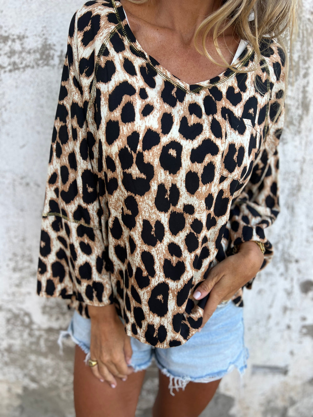 Blusa básica print beige