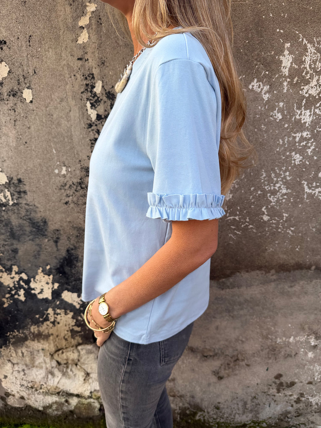 Polera modal vuelitos celeste