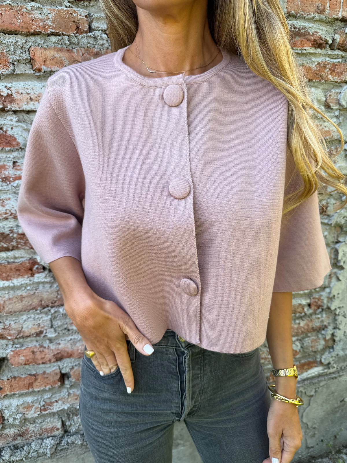Chaqueta tejida rosado viejo