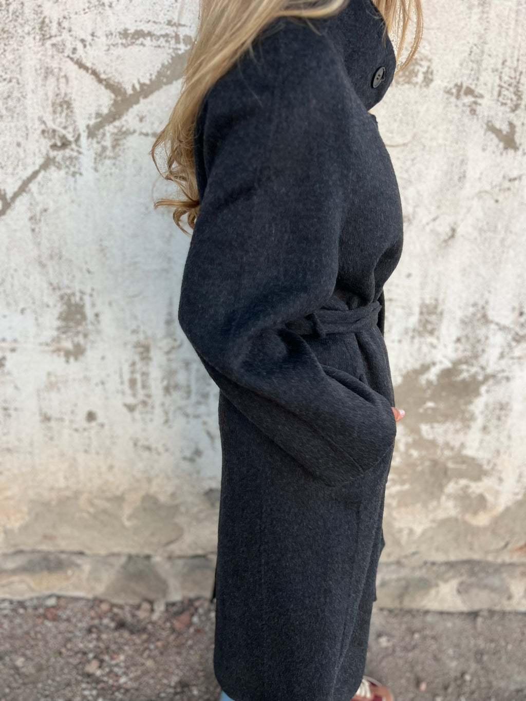 Abrigo 70% cachemira gris acero