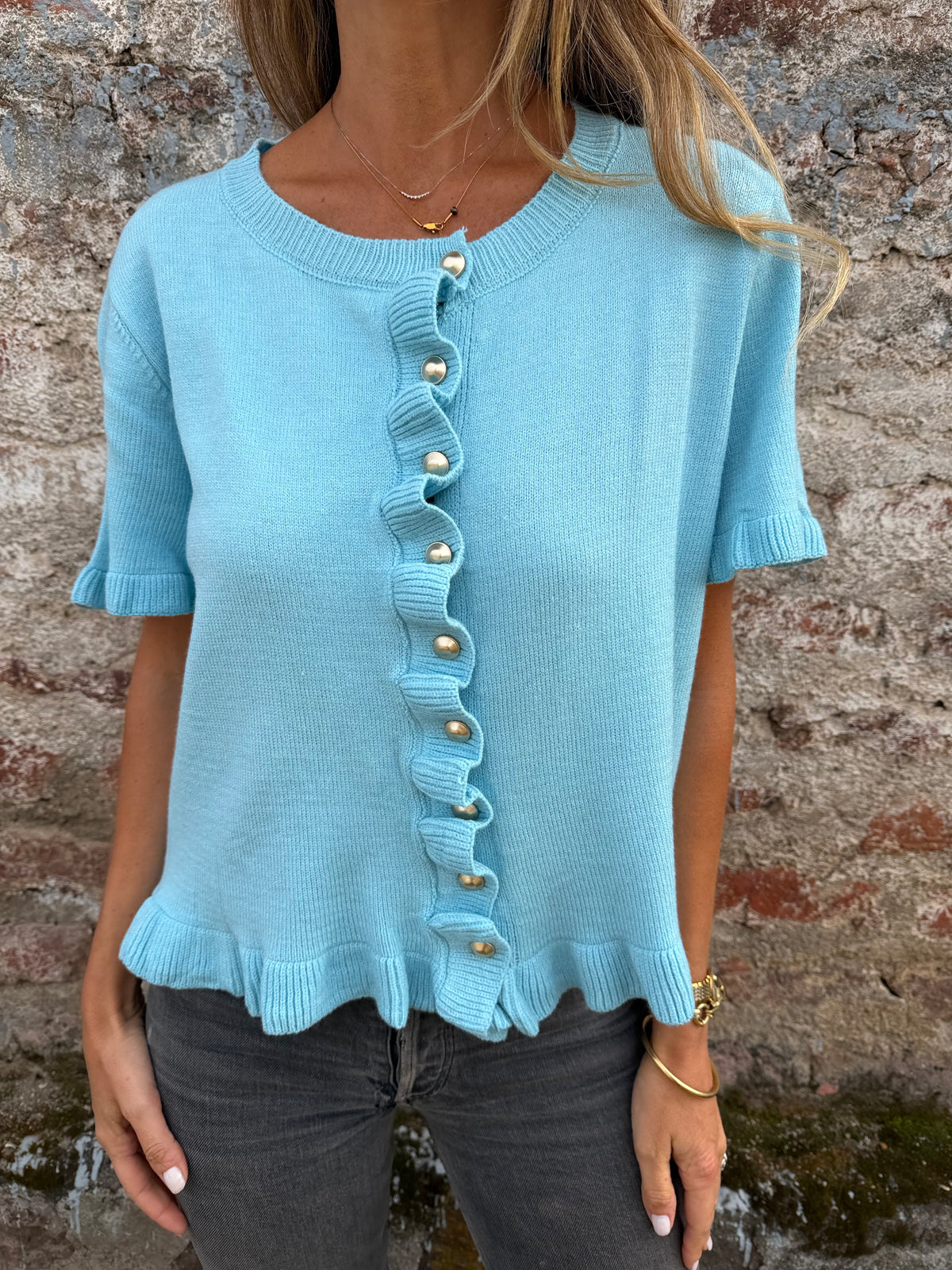 Polera/ Chaleco vuelitos celeste
