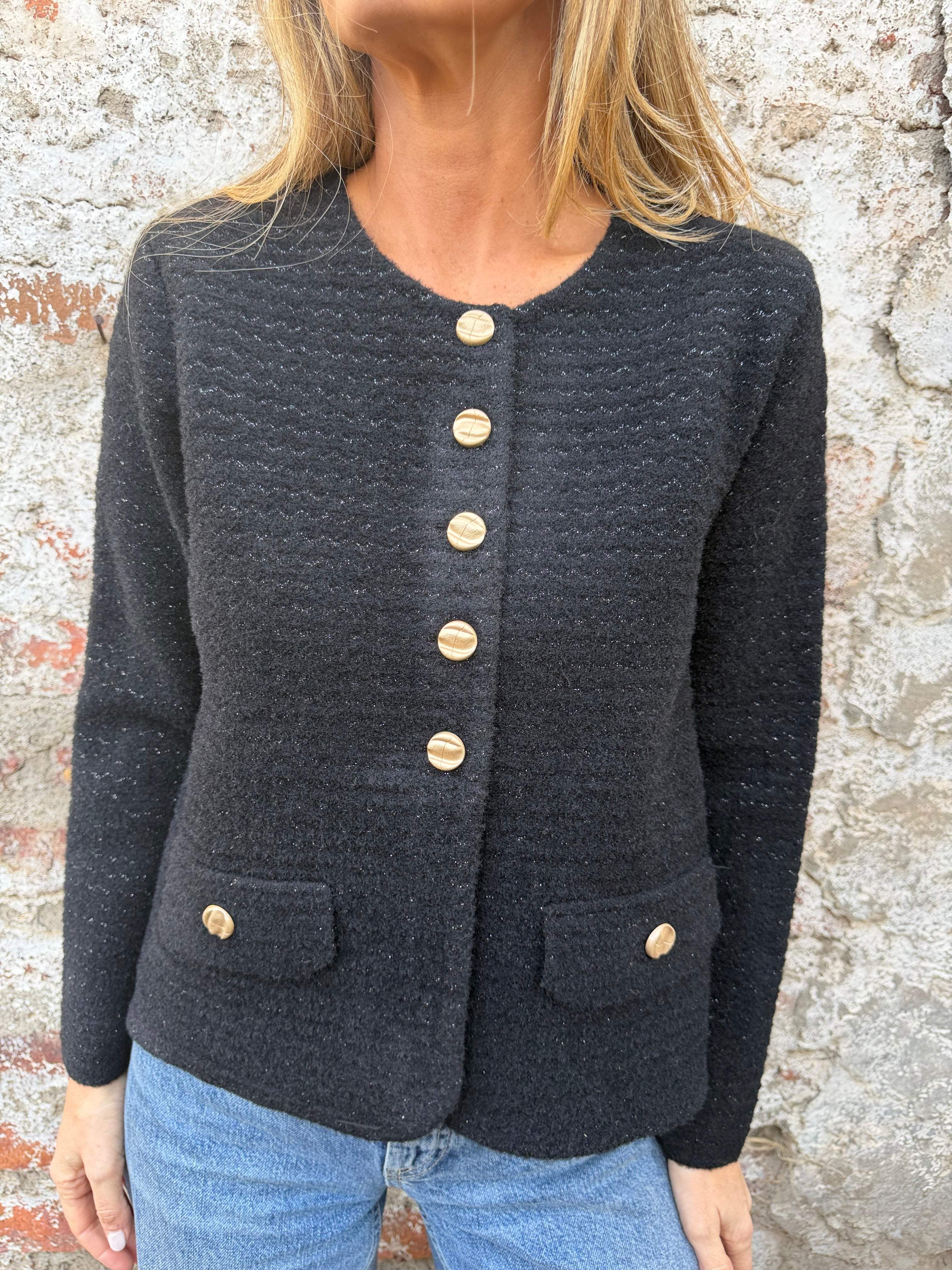 Chaqueta paño waves negra