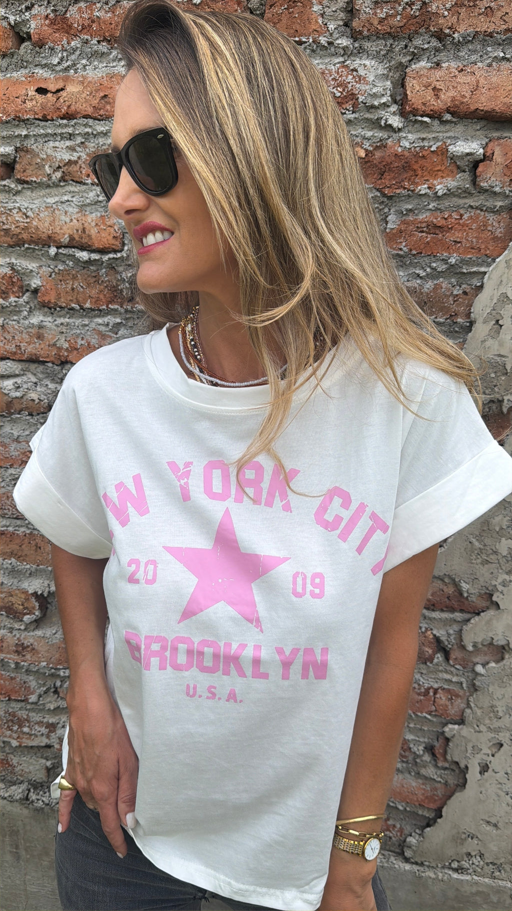 Polera new york blanca