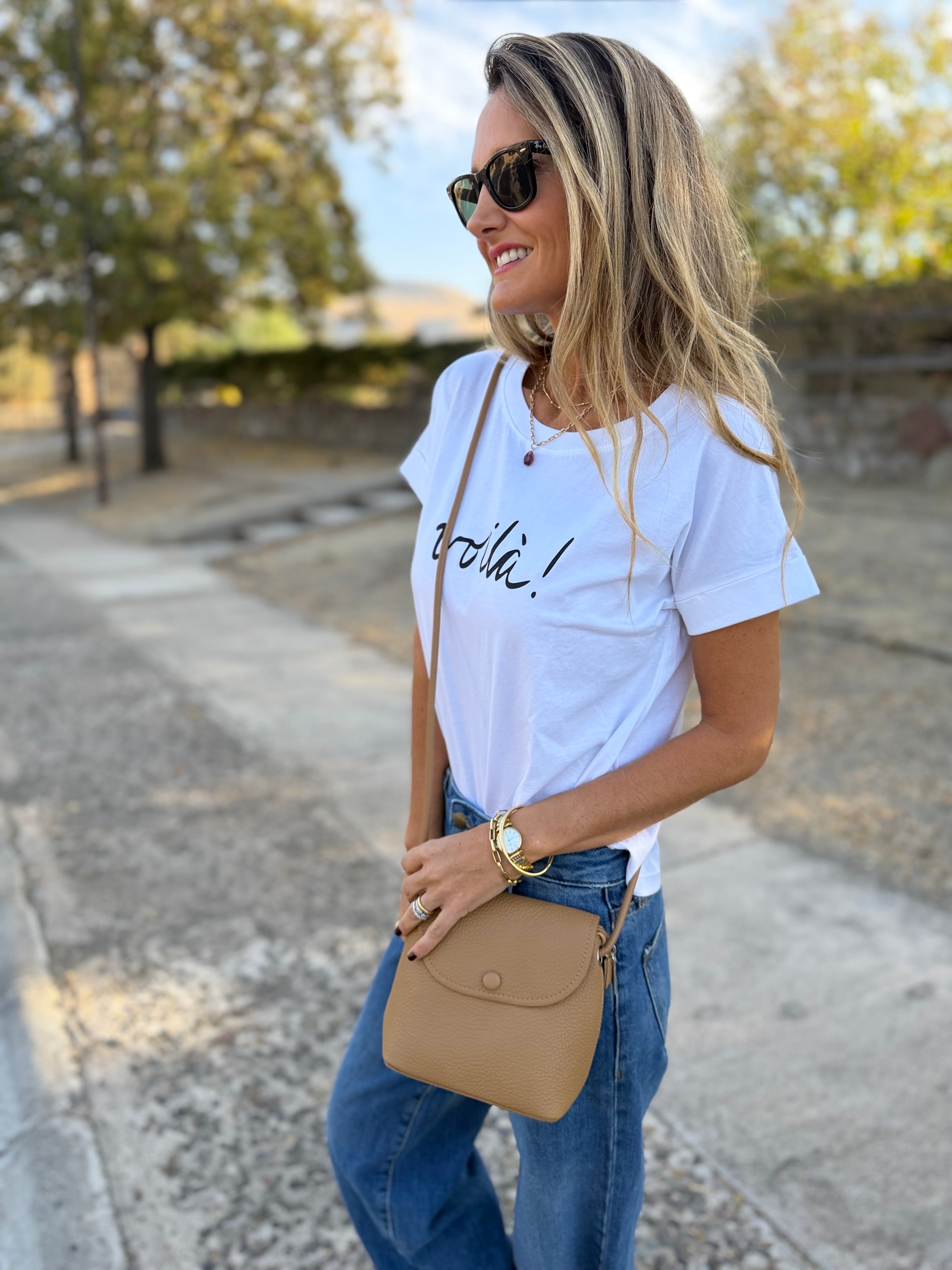 Cartera de hombro en efecto cuero graneado camel