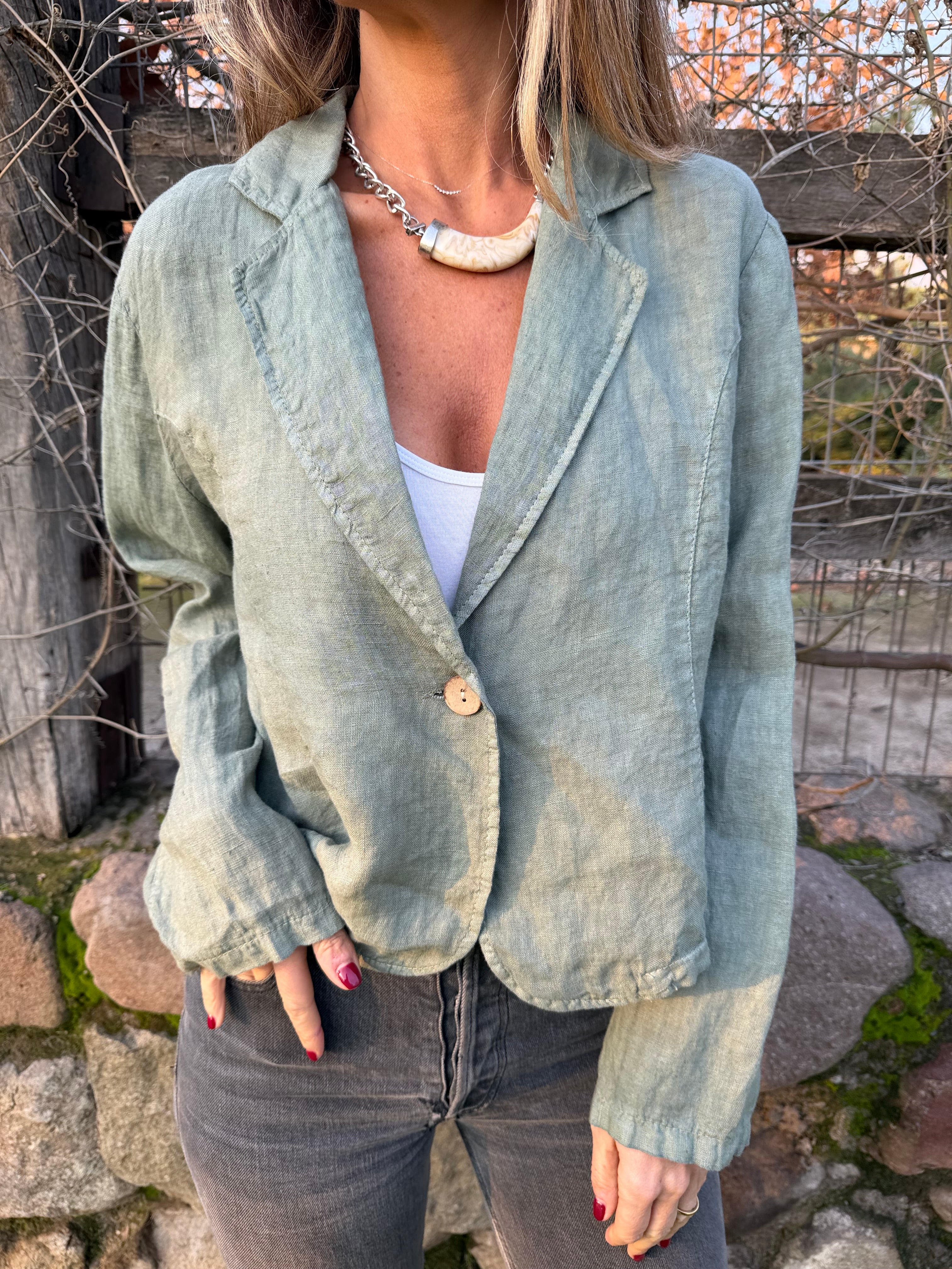 Blazer 100% lino verde