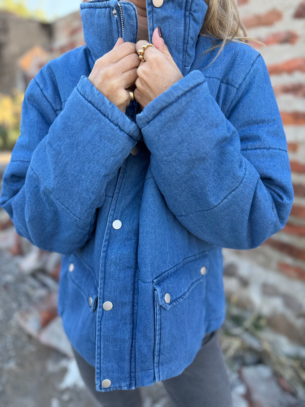 Puffa botones bluejean azul