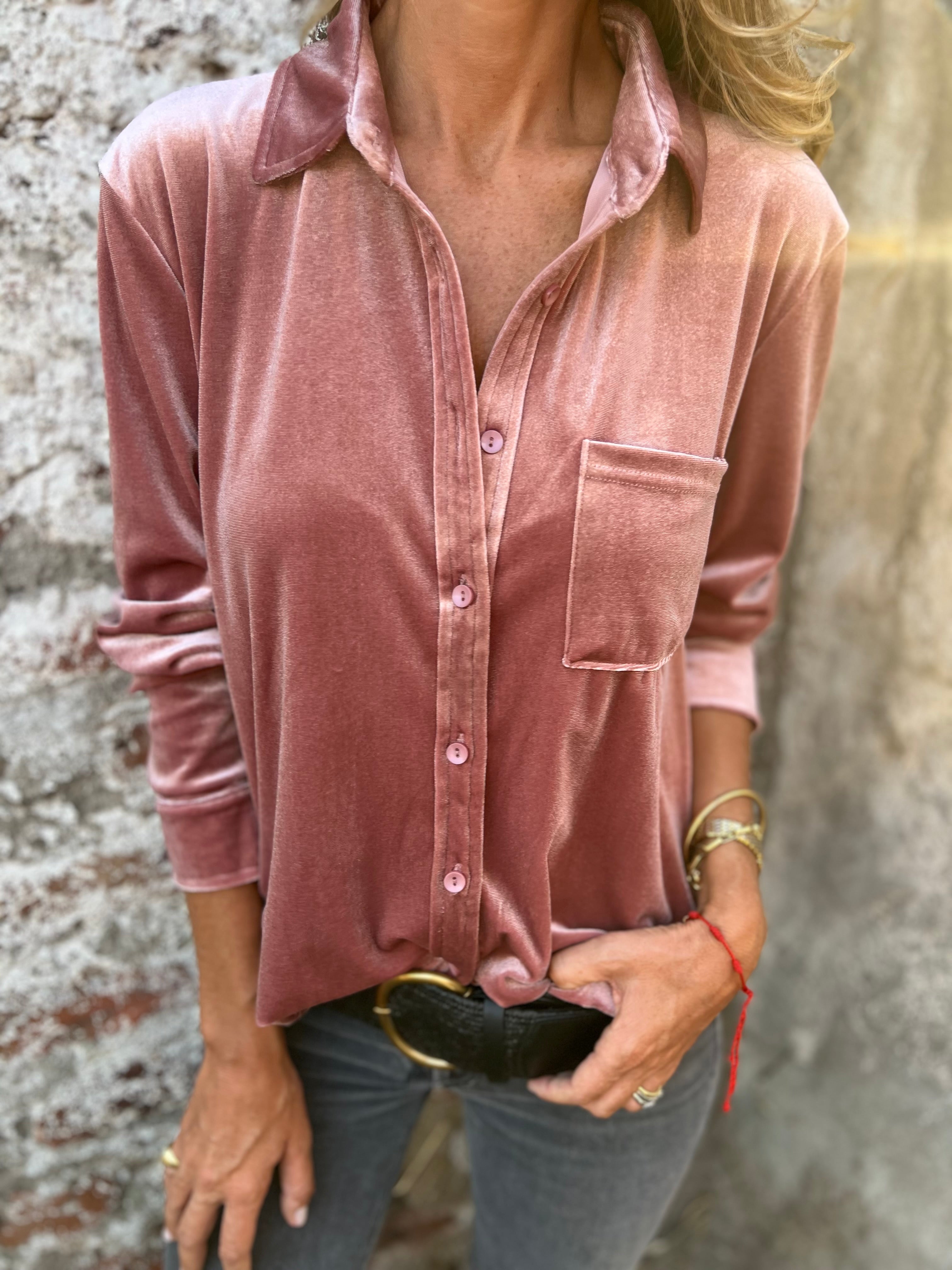 Blusa terciopelo rosada