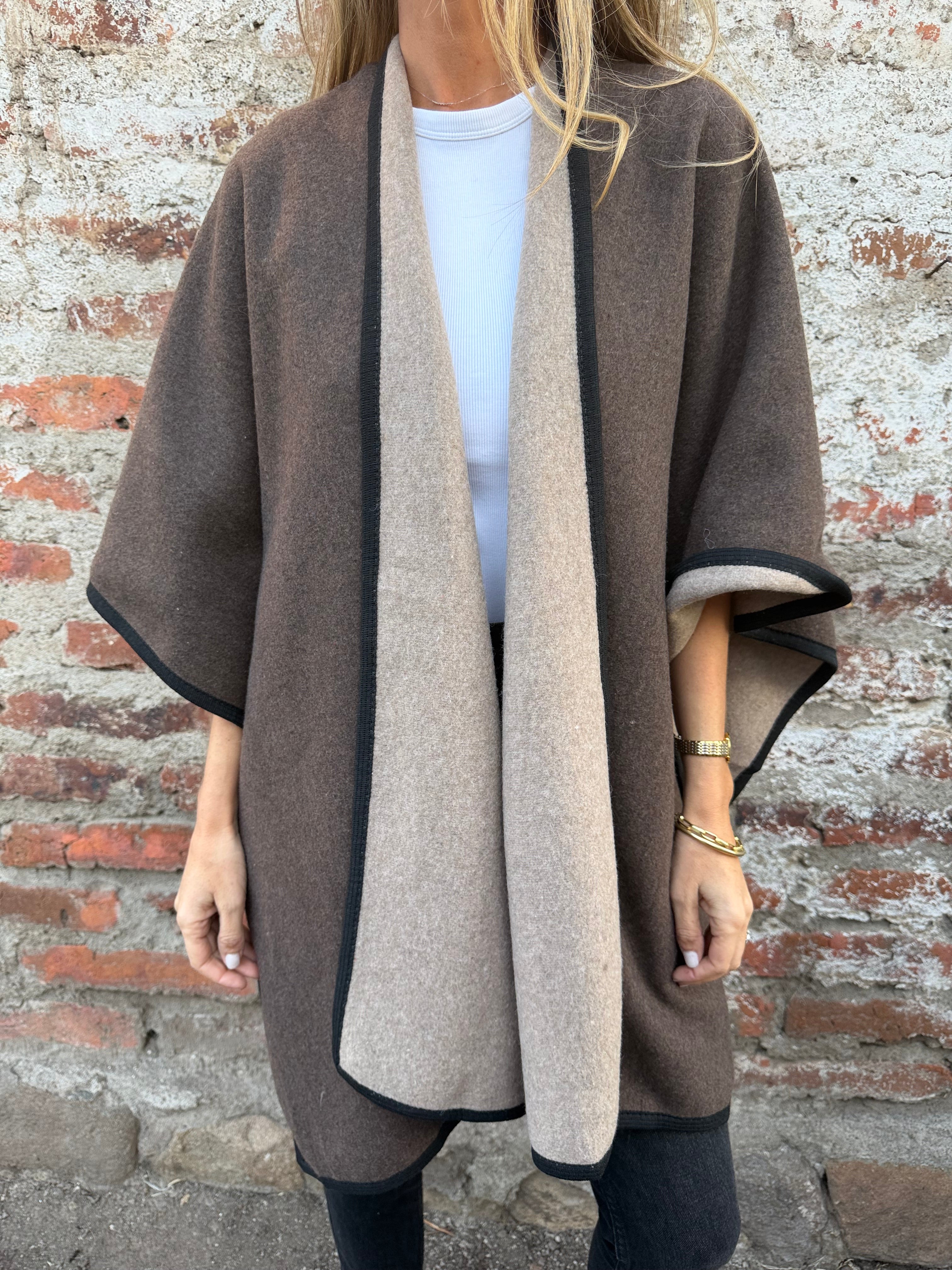 Echarpe reversible bicolor café/ beige