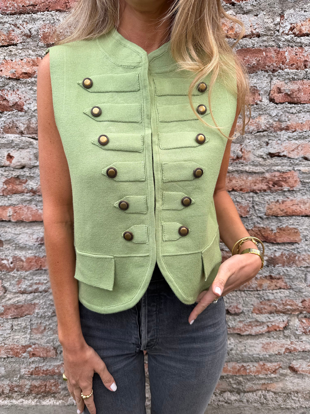 Chaqueta tejida napoleón verde