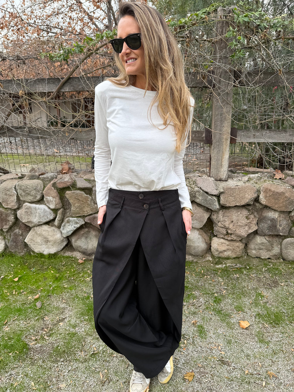 Pantalón sastre doble botón barrel negro