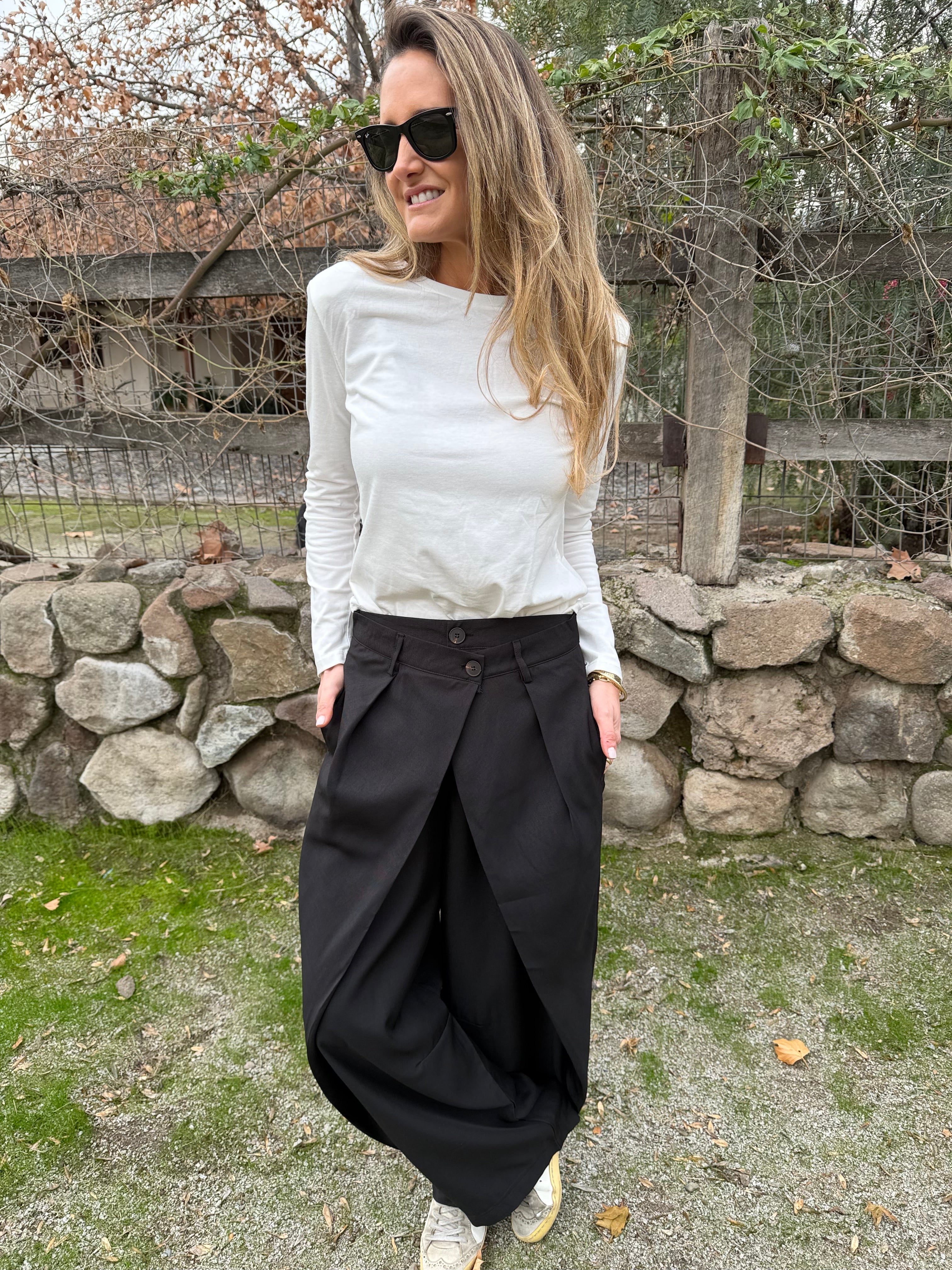 Pantalón sastre doble botón barrel negro