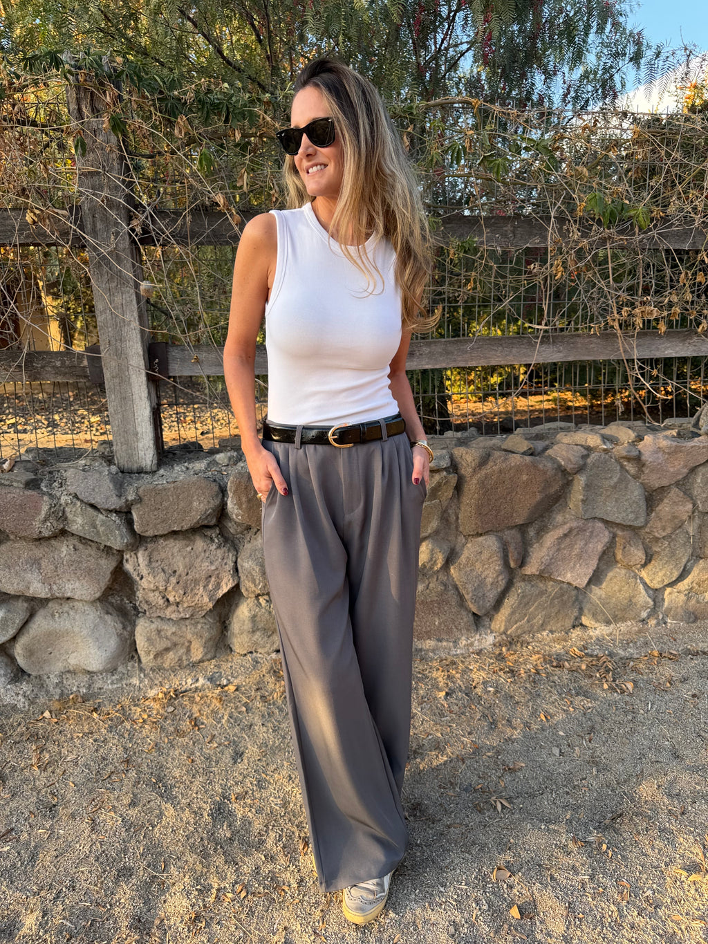 Pantalón sastre fluido gris