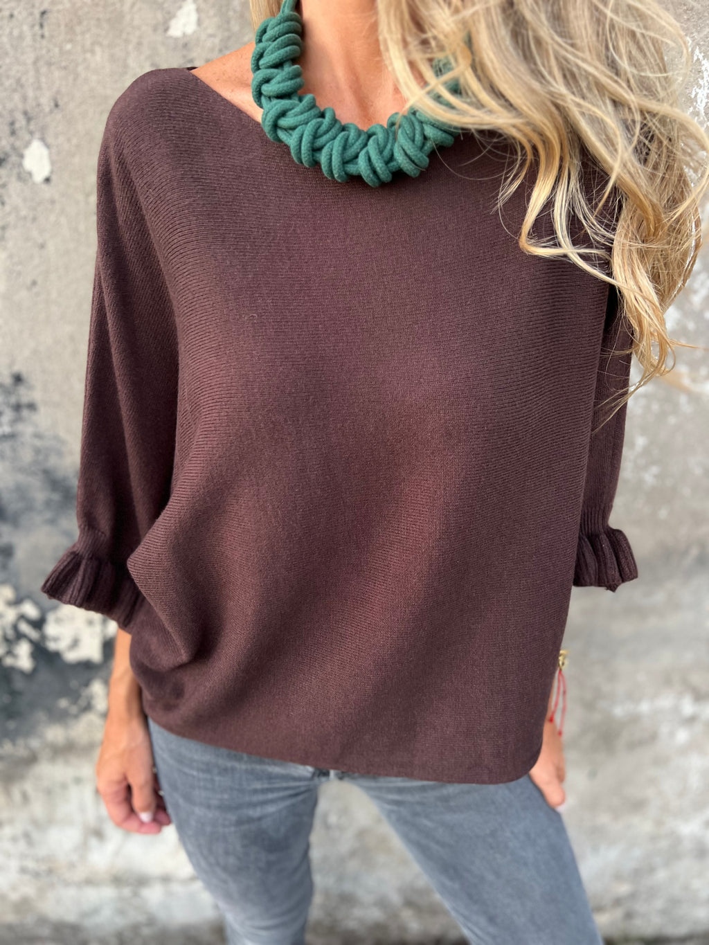 Chaleco polera vuelitos café