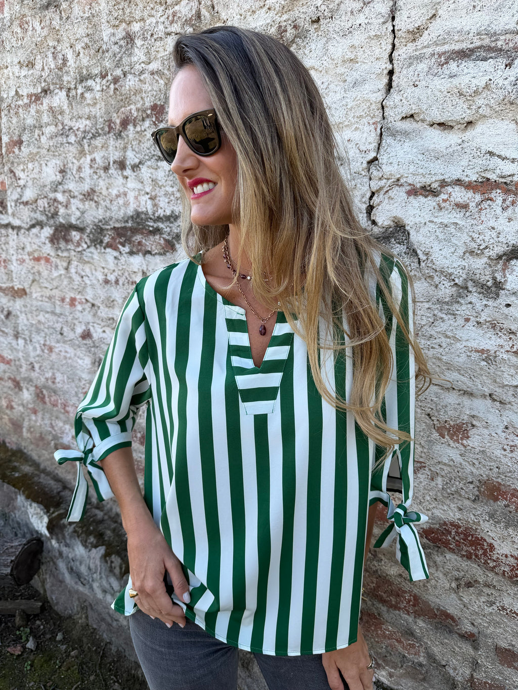 Blusa líneas verde