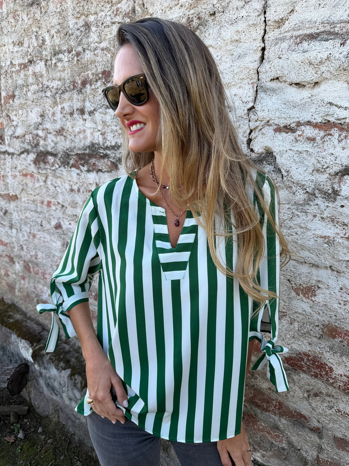 Blusa líneas verde