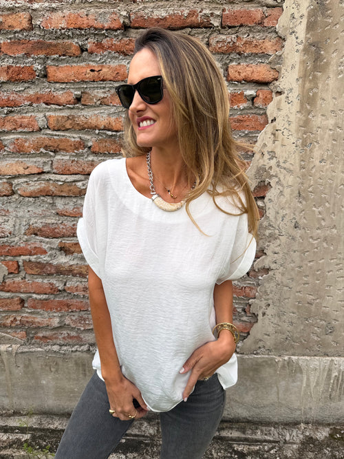 Blusa básica seda blanca